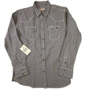 Blue Ranchwear Mens Western Plaid Snap Button Shirt Long Sleeve Cotton Size L